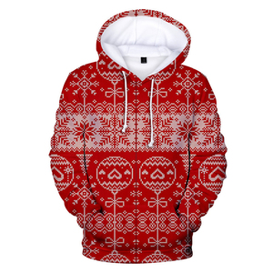 Vente en gros sur mesure, sublimation, impression 3D, pull de Noël surdimensionné pour hommes, sweat à capuche doublé 100% coton de haute qualité sur mesure - Product Image 3