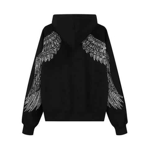 Chándal, 100% algodón de los hombres de 2 piezas Jogger Track Suit Plus Size Full Zip Hoodie con diamantes de imitación de secado rápido Reversible a prueba de viento - Product Image 5