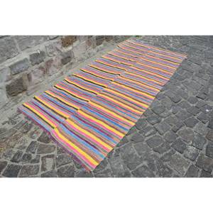 พรมตุรกีวินเทจสีเบจคลาสสิก ขนาด 3.7 x 8.2 ฟุต ลายปะติดปะต่อแบบดั้งเดิม เป็นมิตรกับสิ่งแวดล้อม เหมาะสำหรับห้องรับประทานอาหาร รูปทรงสี่เหลี่ยมผืนผ้า ด้านหลังทำจากยางลาเท็กซ์ - Product Image 3