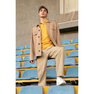 Custom Men's Casual Regular Fit Turtleneck Collar Embroidered Canvas T-Shirt Button Closure Short Sleeve 220 Grams <b>Logo</b> Solid - Product Image 4