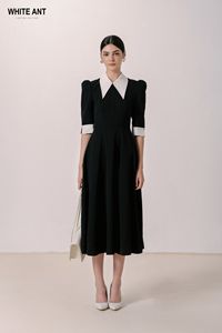 Prix usine robe pour femmes demi-manches Karamat robe trapèze tissu écologique vêtements d'été blanc Vietnam usine - Product Image 2