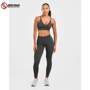 Service OEM, meilleur prix, leggings de yoga pour femmes sur mesure, taille haute, spandex/polyester, extensible dans les quatre sens, respirant, logo sur la taille - Product Image 3