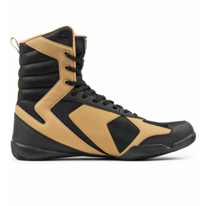 2025 adulte porter meilleur fournisseur OEM Service doré noir contraste couleur Fitness et construction chaussures de boxe en cuir véritable - Product Image 5