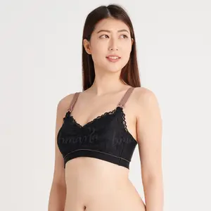 Venta al por mayor de látex suave negro lactancia sujetador de maternidad cómodo estilo diario para ropa casual o deportiva precio bajo - Product Image 1