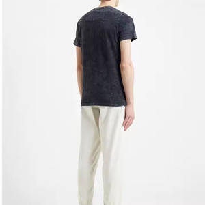 T-shirt à col rond personnalisé pour hommes, haute qualité, lavé à l'acide, 100% coton, poids lourd, goutte d'épaule, maillot uni surdimensionné, tricoté formellement - Product Image 2