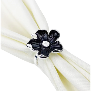 Floral Design Black & <b>Silver</b> Finished Modern Circular <b>Napkin</b> Ring & Design for Party-ware Flower Shapes at Best Prices - Product Image 1