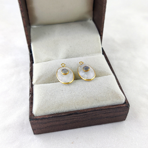 Pierre de lune arc-en-ciel taille 14x10mm, ensemble de lunette en argent Sterling 925, pendentif Double pierre, pendentifs en argent, cristaux naturels - Product Image 5