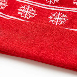 Jacquard Solid Red Winter Beanie for Women and Men Warm with Cuffed Letters <b>100</b>% <b>Acrylic</b> <b>Fabric</b> - Product Image 4