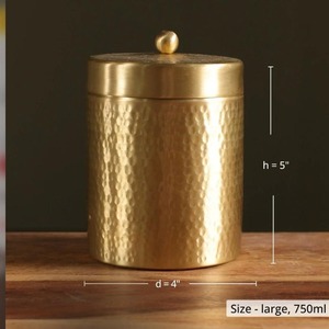 Nouveauté : récipient en laiton de style indien avec couvercle, rangement de cuisine en métal, épices, sucre, nouveauté, récipient en laiton de style indien en métal - Product Image 2