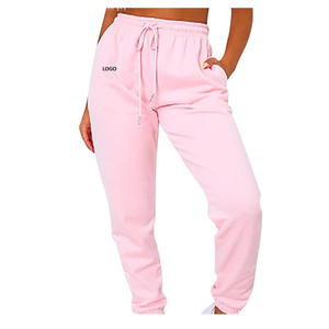 Hot Selling Stretch French Terry Fleece Cotton <b>Women</b> <b>Sweatpants</b> Baggy Flare Stacked Solid Brown Color Breathable Plus Size Loose - Product Image 5