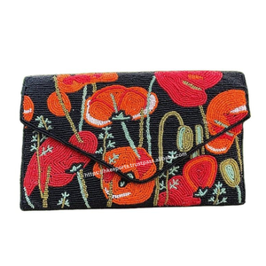 Handmade Sunflower Sequined Beaded Clutch <b>Bag</b> <b>Floral</b> Bead Embroidery Purse Bridal Wedding Party Perfect Summer Fashion Button - Product Image 4