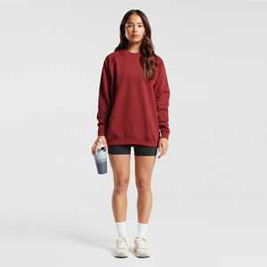 เสื้อสเวตเชิ้ตคอกลมแขนยาวสำหรับผู้หญิง ผ้าฝ้าย 100% ทรงหลวม ไหล่ตก กันลม กันน้ำ เหมาะสำหรับฤดูหนาว - Product Image 4