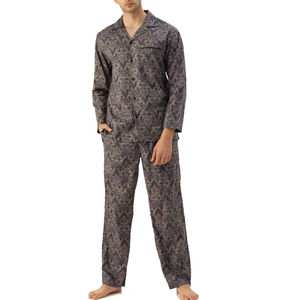 Pijama de Satén para Hombre con Cuello Camisero y Cierre de Botones, 2 Piezas, Ropa de Dormir para Adultos y Jóvenes, Transpirable y Térmica - Product Image 1