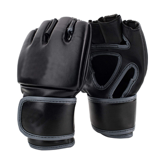 Gants de MMA demi-doigts en similicuir avec fermeture auto-agrippante unisexe pour entraînement, kickboxing et sparring - Product Image 1