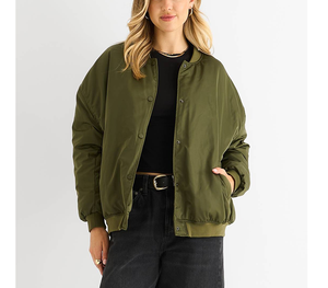 Blouson Bomber en Toile de Coton de Haute Qualité pour Femme, Coupe Slim Décontractée, Léger, avec Poignets Côtelés, Style Universitaire - Product Image 1