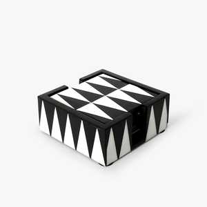 จานรองแก้ววอลนัทฝังกระดูกทันสมัยตกแต่งด้วยรูปทรงเรขาคณิต - Product Image 1