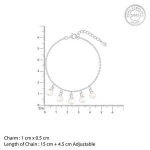 Pulsera de plata de cinco hebras de perlas - Product Image 5