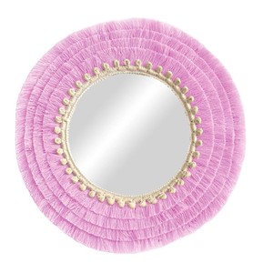 Espejo Redondo con Flecos de Colores Oscuros de Alta Calidad, Espejo de Algodón, Decoración de Pared Estilo Boho - Product Image 3