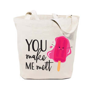 You Make Me Melt Cotton Canvas Tote Bag for Clothing Gifts Shopping Food Coffee Wine Chocolate Bread Snacks - Product Image 1