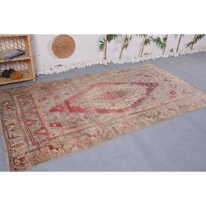 พรมขนสัตว์วินเทจสีแดงสีเบจสไตล์คลาสสิกลวดลายเรขาคณิตสำหรับทางเข้า4.5x8.7ฟุตขนาด9x12สี่เหลี่ยมลายยางด้านหลัง - Product Image 3