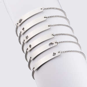 Trendy armbanden van roestvrij staal met spiegelpolijsting, gegraveerd logo, holle ster, olifant, boom, gebogen lange staafbedel, geschikt als cadeau - Product Image 3