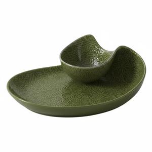 Plateau de service élégant en métal/bois écologique vert olive pour sauces et accompagnements – Style classique pour la maison et les fêtes - Product Image 1