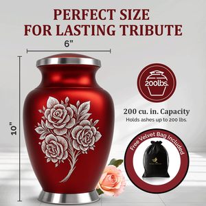 Urne funéraire en métal de style américain artisanale, urne funéraire en rose pour femmes et hommes, pour les cendres humaines d'une femme et d'un homme adultes - Product Image 2