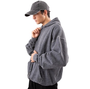 Sudaderas con capucha lavadas con ácido unisex vintage OEM con logotipo personalizado con diseño recortado bordado ropa de calle Sudadera con capucha en blanco para hombres impresión personalizada - Product Image 5