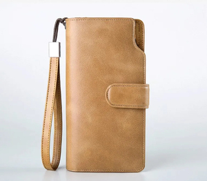 Genuine Leather Long <b>Wallet</b> Unisex Zipper Closure Minimalist Style Daily Use - Product Image 5