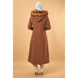 Manteau en laine pour femme avec capuche zippée, élégant, en duvet - Product Image 5