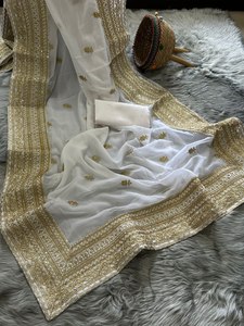 Dernière tendance Exclusive Fancy Bridal Party Wear Ethnique élégant Indien Boutique Designer Ethnic Wear Broderie Saree Sari - Product Image 4