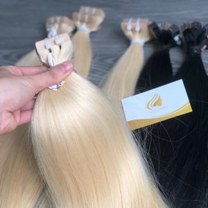 Single Donor Vietnam Straight 100% Extensiones de cabello de trama única alineadas con cutícula Color claro Cinta invisible en paquete blanqueado - Product Image 1