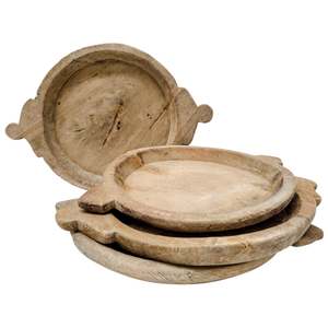 Plato de madera de diseño antiguo indio vintage Platos y platos inspirados en Ins elegantes - Product Image 3