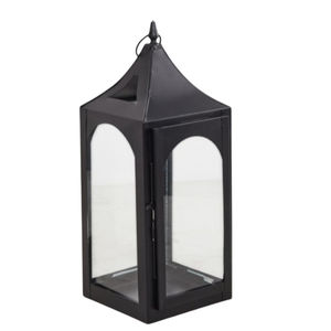 Lanterne suspendue écologique au design moderne avec cadre en fer, porte-bougie en métal noir et verre de haute qualité, décoration de Noël pour la maison - Product Image 1