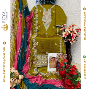 Collection de costumes pakistanais en soie Vichitra avec broderie spéciale pour l'Aïd - Product Image 5