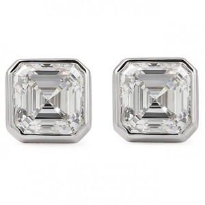 Fine Jewelry Manufacturer Wholesale Engagement Woman Gift Real 14K Gold Lab Grown <b>Diamond</b> Asscher Cut Stud Earrings For Her - Product Image 1