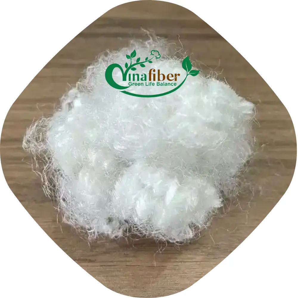 Fibre discontinue de polyester recyclé de haute qualité HS blanc creux siliconé 100% flocons PET pour oreiller canapé coussin textile de maison