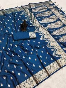 Sari de Seda Rangoli con Bordado Pesado de Hilo de Cobre y Pedrería, Blusa con Pedrería - Ropa India y Pakistaní - Product Image 4