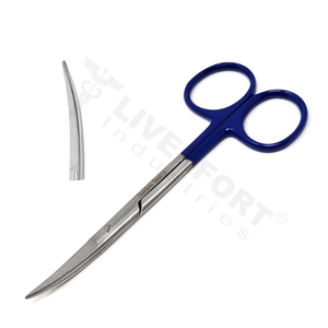 Ciseaux à micro dissection à iris en acier inoxydable de qualité supérieure 4.5 "CVD dentelé incurvé Super-Cut, pointe fine, anneaux bleus CE ISO - Product Image 1
