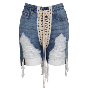 Wholesale 100% Cotton Jeans Denim <b>Shorts</b> Print Streetwear Distressed Ripped Slim Fit <b>Men's</b> Denim Jeans - Product Image 5