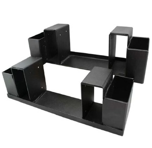 Estante de almacenamiento de madera de diseño vintage en negro con acabado recubierto de polvo perfecto para accesorios de fogata al aire libre de alta calidad - Product Image 6