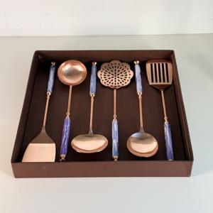 Ustensiles de cuisine haut de gamme avec manche en résine, ensemble d'ustensiles de cuisine en acier inoxydable 202, cuillère à soupe, cuillère à huile, passoire, ustensiles de cuisine - Product Image 4