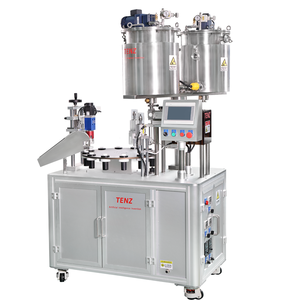 Machine de remplissage semi-automatique pour gloss et mascara avec bouchage servo - Remplisseur rotatif à moteur DD avec valve céramique et auto-nettoyant - Product Image 1