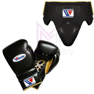 Nouveauté 2026, vente chaude, ensemble de boxe professionnel noir de combat, cuir véritable, ensemble de boxe personnalisé Winning, MI-BGS-12 - Product Image 5