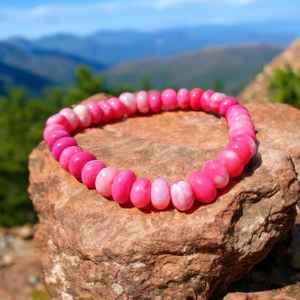 Pink Opal <b>Beaded</b> <b>Bracelet</b> 7-9mm Natural Gemstone Jewelry Handmade Candy Opal Summer Style Beach Fashion Trend 2025 Jewelry - Product Image 4