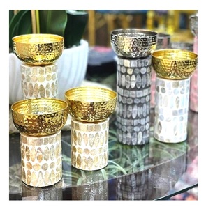 Bol en bois de manguier avec incrustation métallique, style arabe vintage, cadeau de mariage, Ramadan, Eid, 1 pièce, service de dessert, qualité certifiée EPCH - Product Image 1