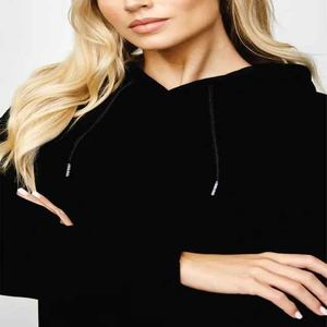 ชุดวอร์มผ้าฝ้ายขนแกะแขนยาวเข้ารูปสำหรับผู้หญิงชุดวอร์มสีดำล้วนพิมพ์ลายขนาดพิเศษชุดวอร์มเล่นกีฬา100% - Product Image 3