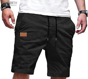 Shorts de sport pour hommes grande taille, décontractés, taille élastique, séchage rapide, polyester, motif uni, vente en gros, été - Product Image 1