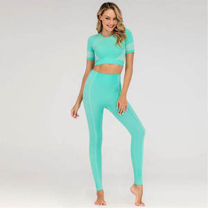 ชุดโยคะสตรีแบบแห้งเร็วเลกกิ้งผ้ายืดเอวสูงดีไซน์ไม่เหมือนใคร - Product Image 1