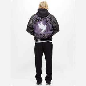 แจ็กเก็ตเลตเตอร์แมนเบสบอลแนววินเทจที่มีแขนยาวและคอตั้งวัสดุหนังลายการ์ตูน - Product Image 4